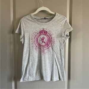 Express grey t-shirt with pink jewels. 100% cotton. Never worn.